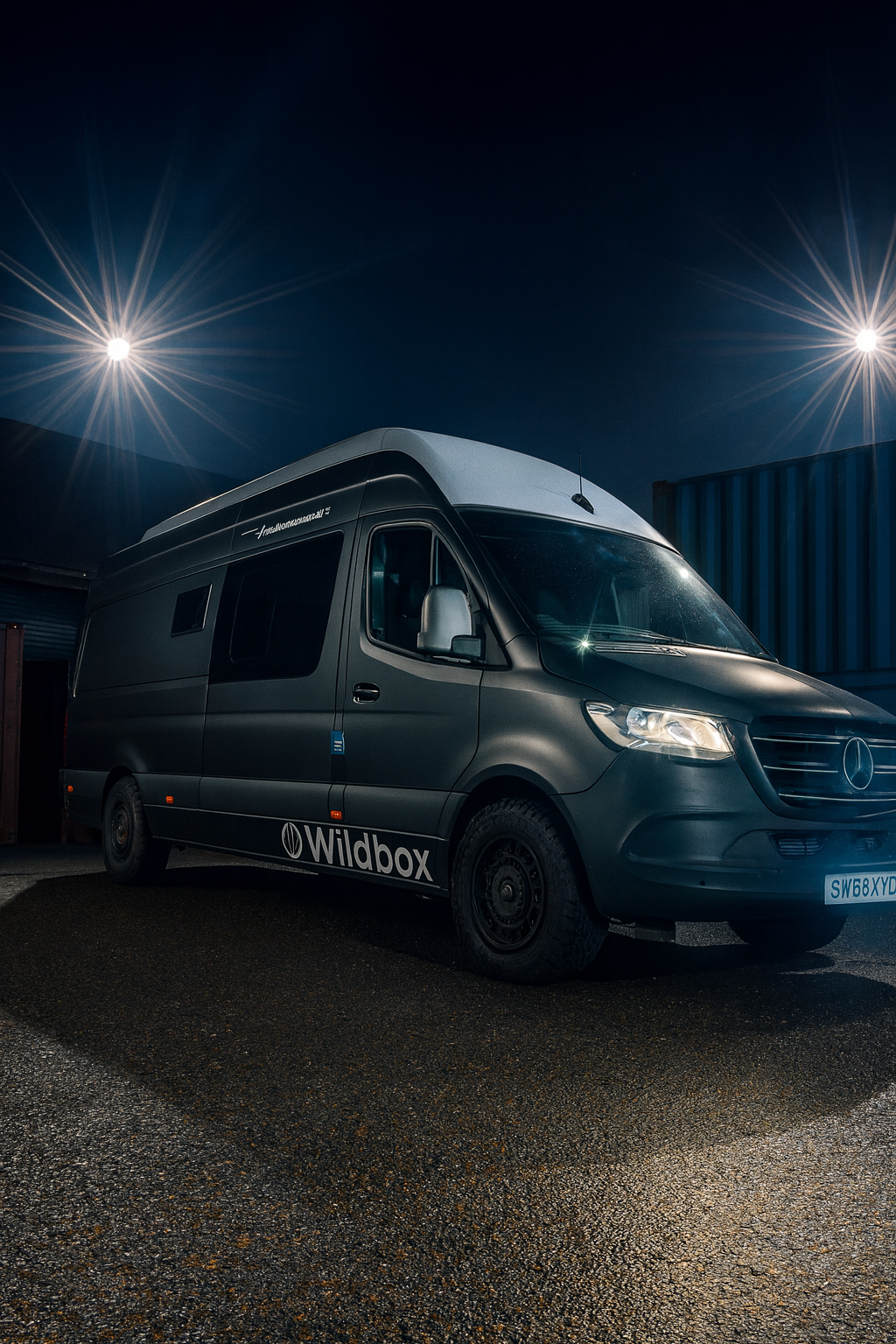 Wildbox Avandra camper van at night, showcasing quality and craftsmanship